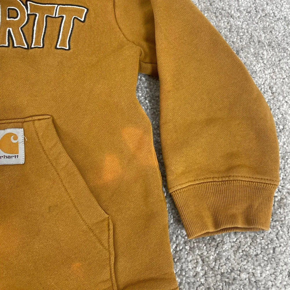 Carhartt Hoodie Boys Size 6 Sweatshirt Fleece Zip Up Distressed Logo Brown
